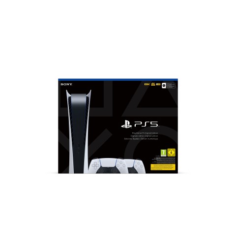 Sony PlayStation 5 Digital Edition + 2 DualSense 825 GB Wi-Fi Nero, Bianco