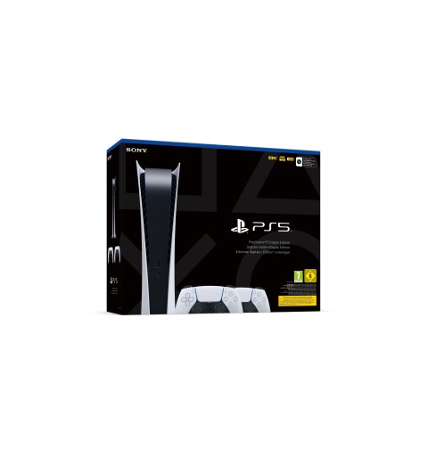 Sony PlayStation 5 Digital Edition + 2 DualSense 825 GB Wi-Fi Nero, Bianco