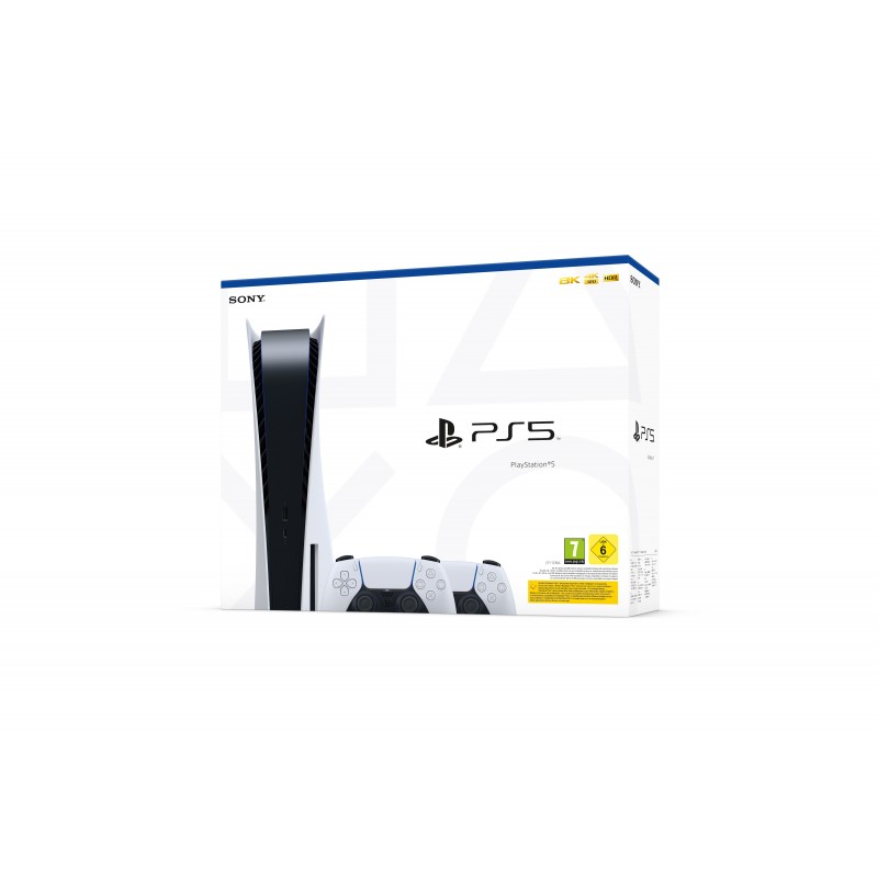 Sony PlayStation 5 - Bundle 2 Controller Wireless DualSense 825 GB Wifi Negro, Blanco