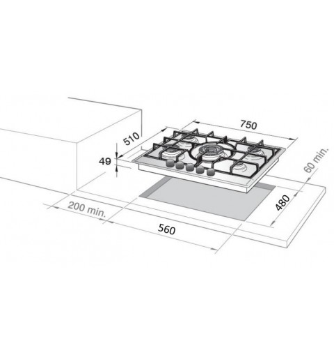 De’Longhi NSL 475 X hob Stainless steel Built-in 75 cm Gas 4 zone(s)