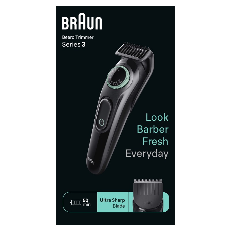 Braun BeardTrimmer 3 BT3411 Schwarz, Grün