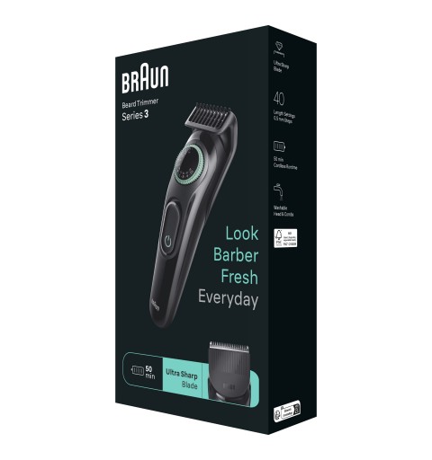 Braun BeardTrimmer 3 BT3411 Negro, Verde