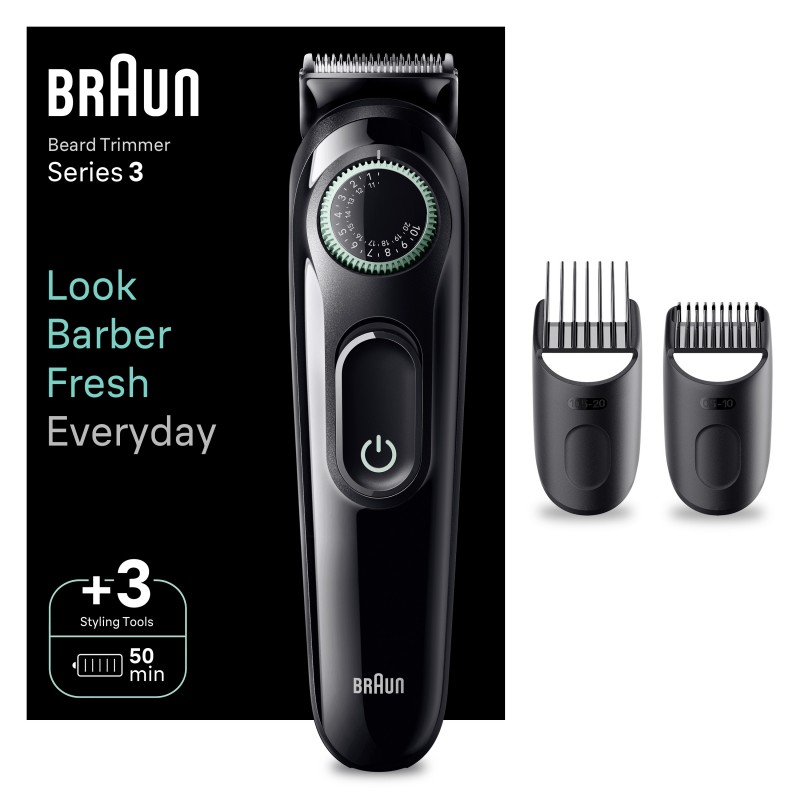 Braun BeardTrimmer 3 BT3411 Negro, Verde