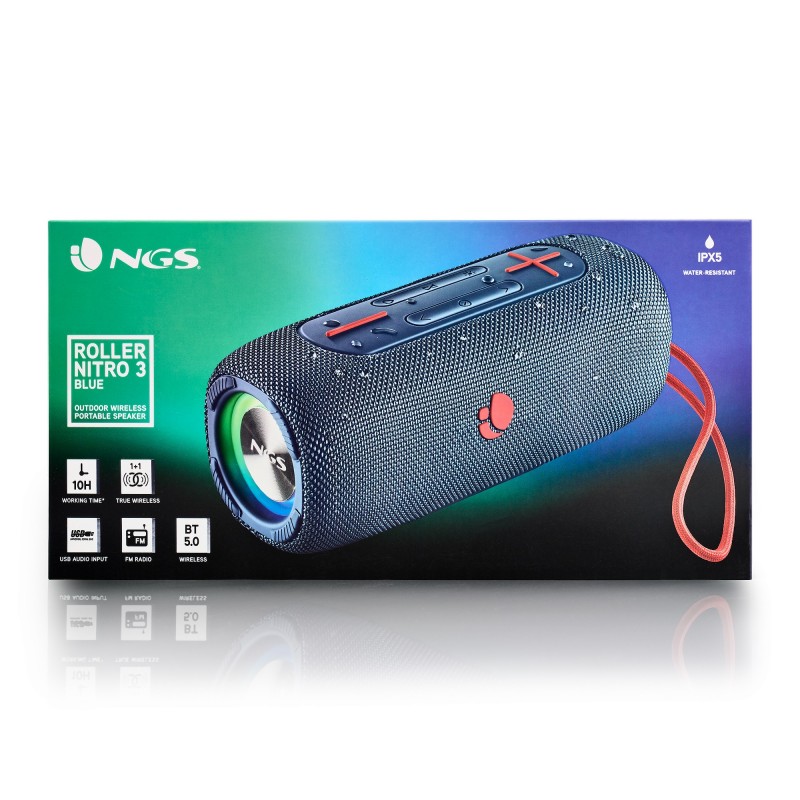 NGS Roller Nitro 3 Stereo portable speaker Blue 30 W