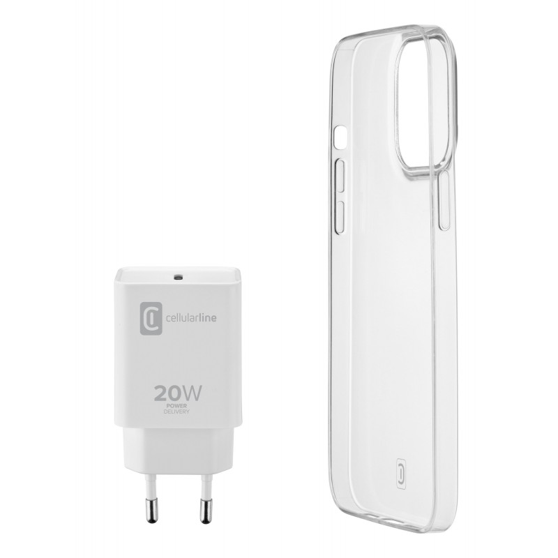 Cellularline Starter Kit coque de protection pour téléphones portables 15,5 cm (6.1") Housse Transparent, Blanc