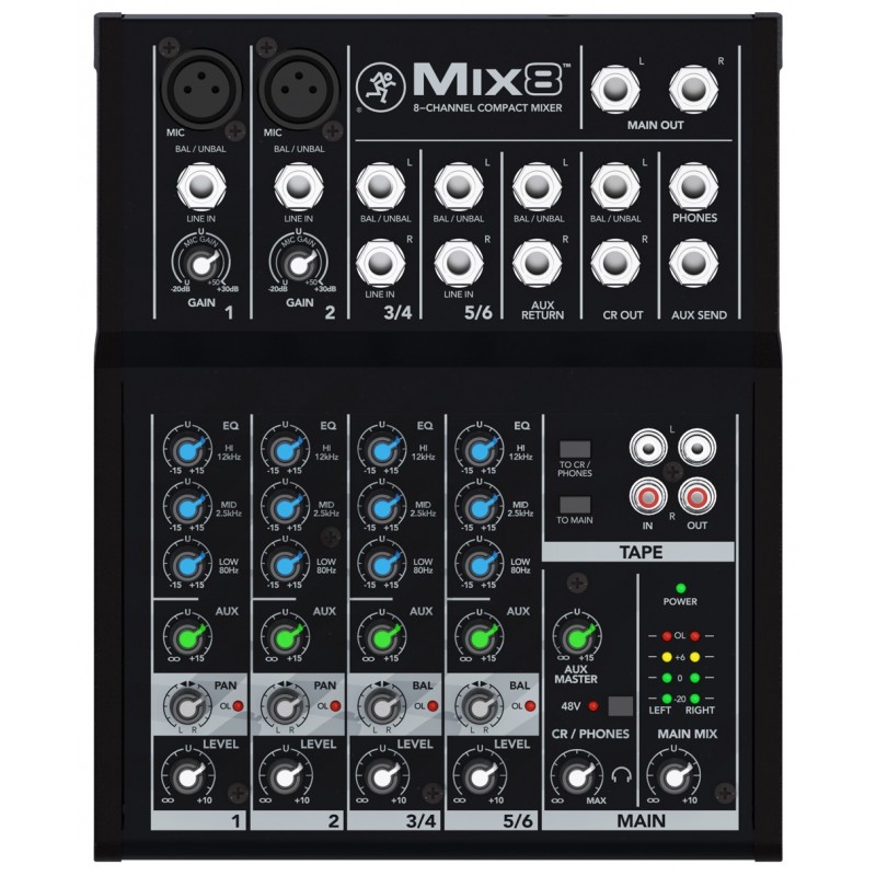 Mackie Mix8 8 channels 20 - 30000 Hz Black