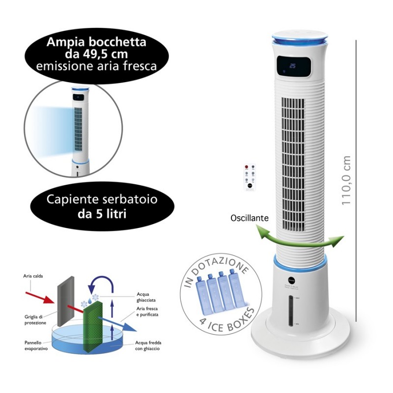 Macom Enjoy & Relax Breeze Tower Plus Raffrescatore evaporativo