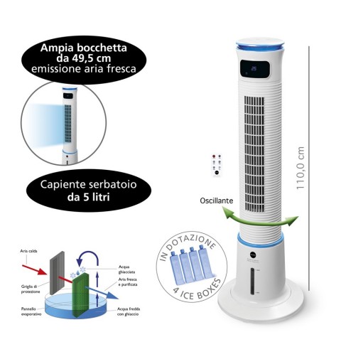 Macom Enjoy & Relax Breeze Tower Plus Portable evaporative air cooler