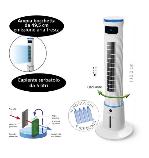 Macom Enjoy & Relax Breeze Tower Plus Raffrescatore evaporativo