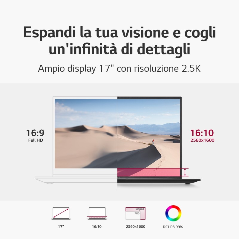 LG Gram 17ZB90R-G.AA75D Notebook i7-1360P 43,2 cm (17 Zoll) WQXGA Intel® Core™ i7 16 GB LPDDR4x-SDRAM 512 GB SSD Wi-Fi 6