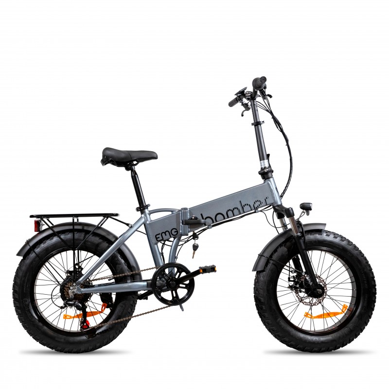 EMG Fat Bike Bomber 250W con telaio 17" foldable, ruota 20", Freni a disco a p, Cambio Shimano e batteria 10Ah