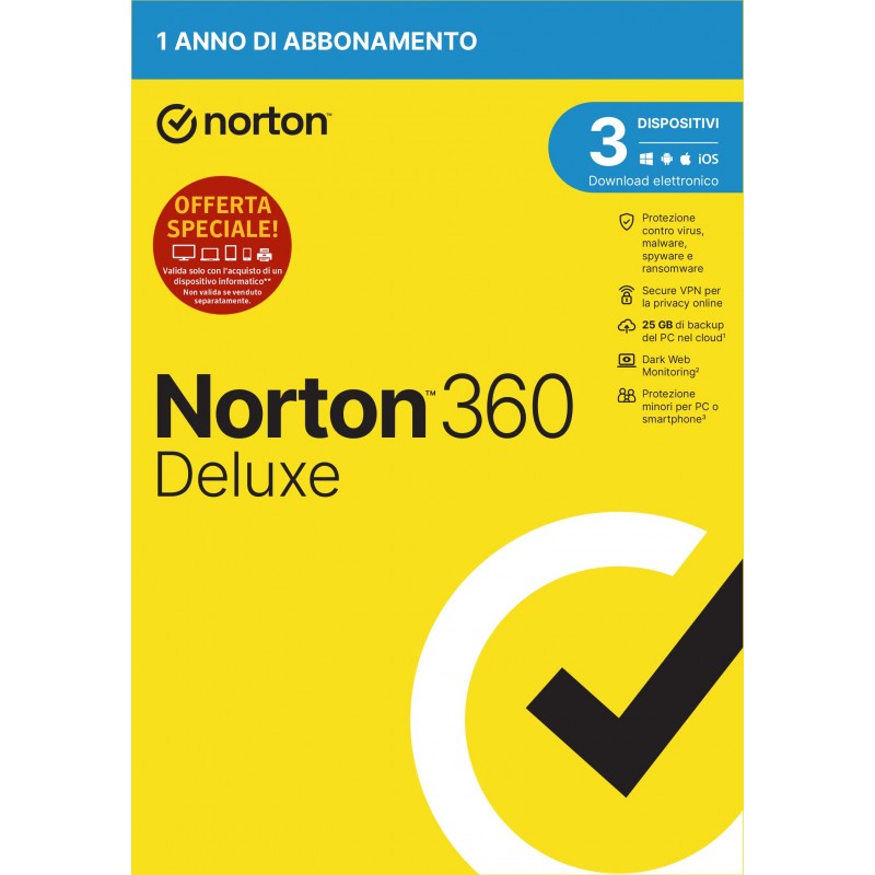 NortonLifeLock Norton 360 Deluxe Italian 1 license(s) 1 year(s)