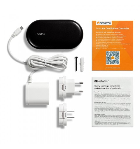 NETATMO Termostato SMART COMFORT Controllo Intelligente di Climatizzazione Black e White Alexa, Google Assistant NAC IT