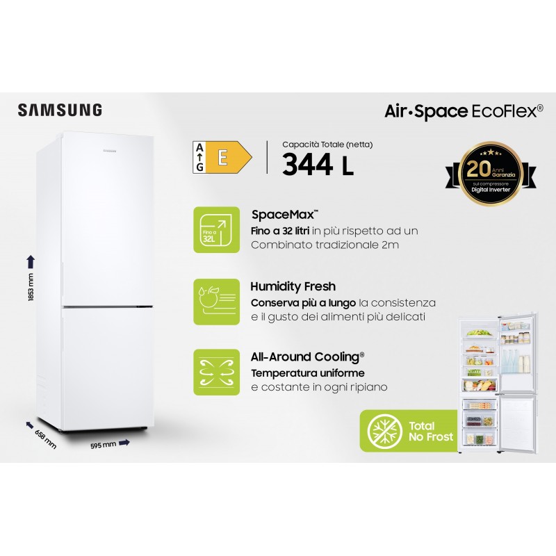 Samsung Frigorifero Combinato EcoFlex 1.85m 344L RB33B610EWW