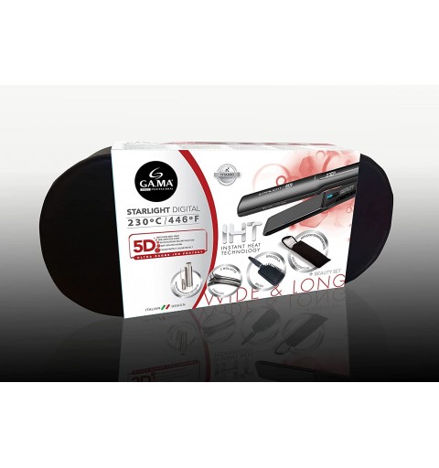 Ga Ma GI0109 Piastra capelli Titanio max 230° Display LCD colore Nero Starlight W&D 5D Titanium