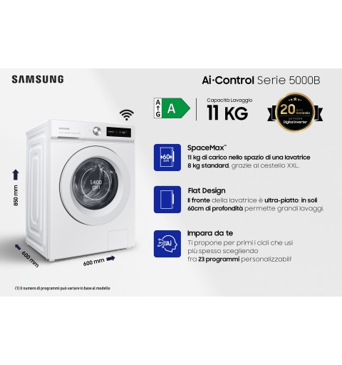 Samsung WW11BB504DTW lavadora Carga frontal 11 kg 1400 RPM A Blanco