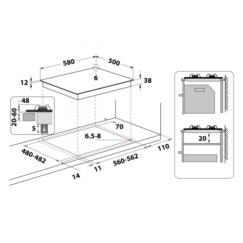 Indesit PAA 642 IX I WE1 Acciaio inossidabile Da incasso 58 cm Gas 4 Fornello(i)