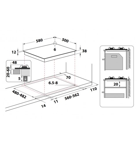 Indesit PAA 642 IX I WE1 Acciaio inossidabile Da incasso 58 cm Gas 4 Fornello(i)