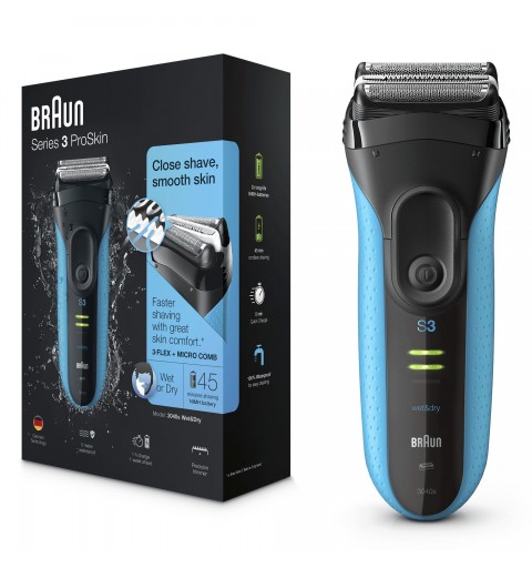 Braun Series 3 3040s Máquina de afeitar de láminas Recortadora Negro, Azul