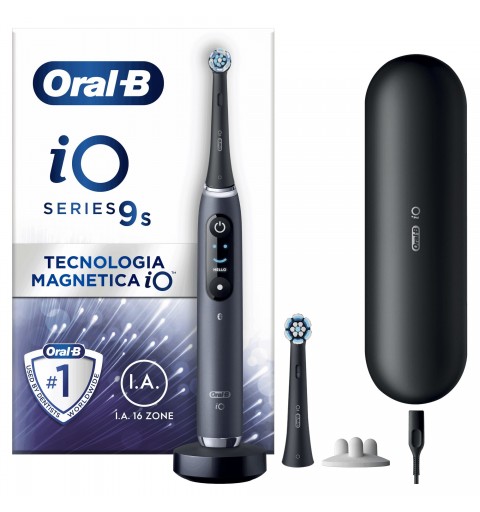 Oral-B iO Spazzolino Elettrico Ricaricabile 9S Nero, 2 Testine, 1 Custodia Da Viaggio Ricaricabile