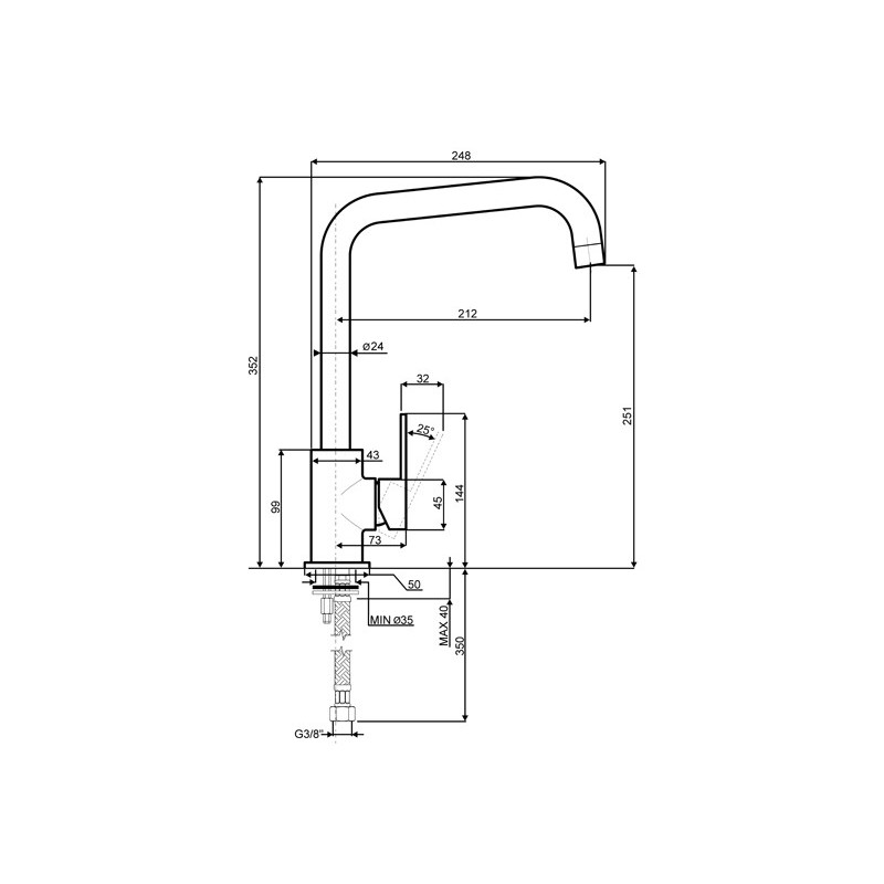 Smeg MI3CR kitchen faucet Chrome