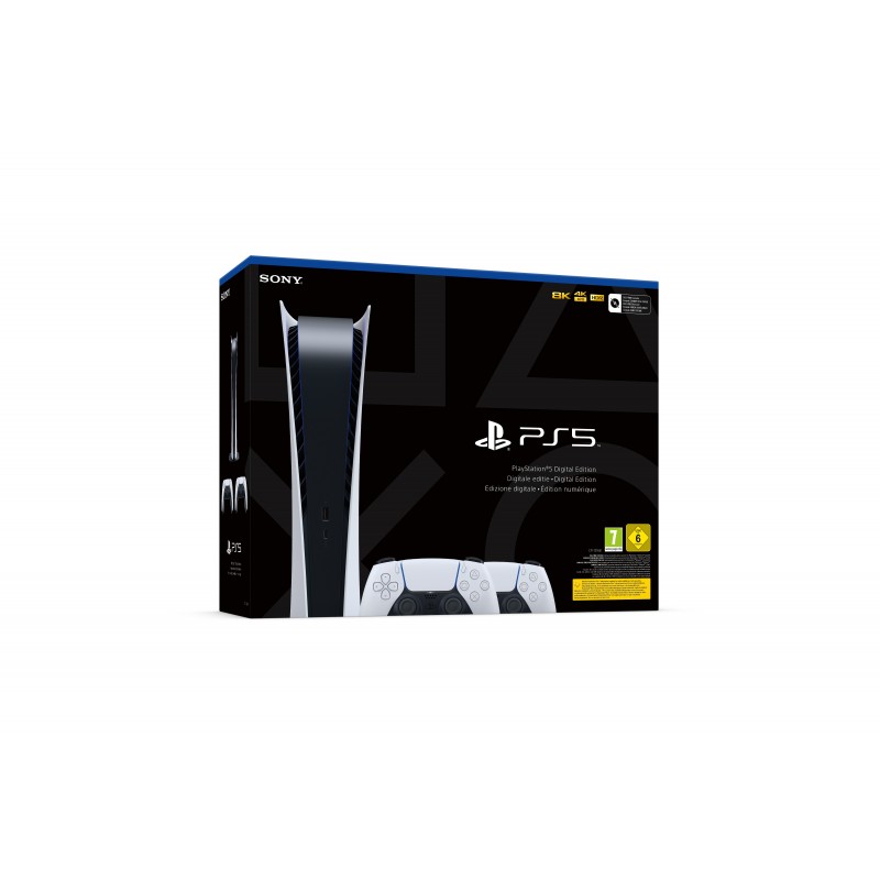 Sony PlayStation 5 Digital Edition + 2 DualSense 825 Go Wifi Noir, Blanc