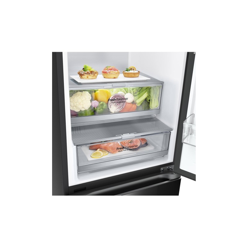 LG GBB72BM9DQ Frigorifero combinato, Classe D, 387L, Wi-Fi, Wine Rack, Porta in vetro,Nero