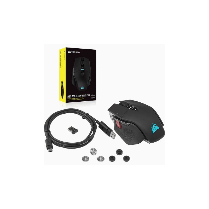 Corsair M65 RGB ULTRA WIRELESS mouse Mano destra RF Wireless + Bluetooth + USB Type-A Ottico 26000 DPI