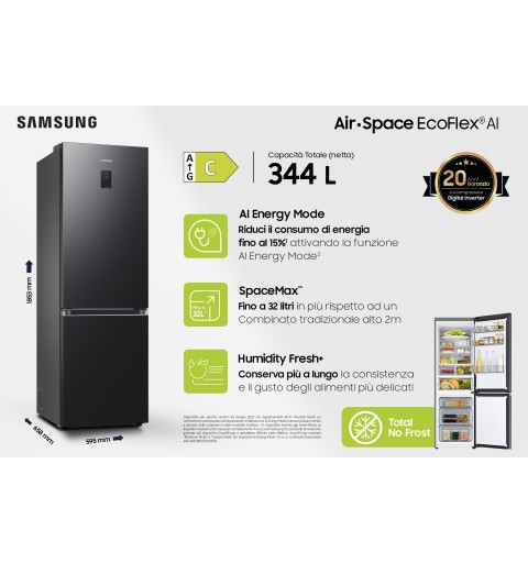 Samsung RB34C775CB1 Kühl- und Gefrierkombination Freistehend 344 l C Graphit
