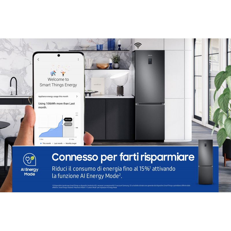 Samsung Frigorifero Combinato EcoFlex 1.85m 344L RB34C775CB1