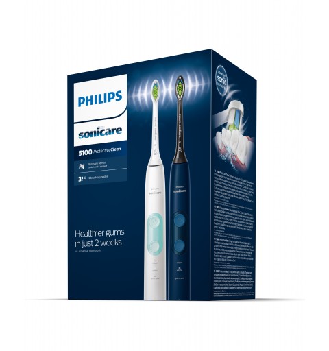 Philips 4500 series ProtectiveClean 5100 HX6851 34 2-pack sonic electric toothbrushes with accessories