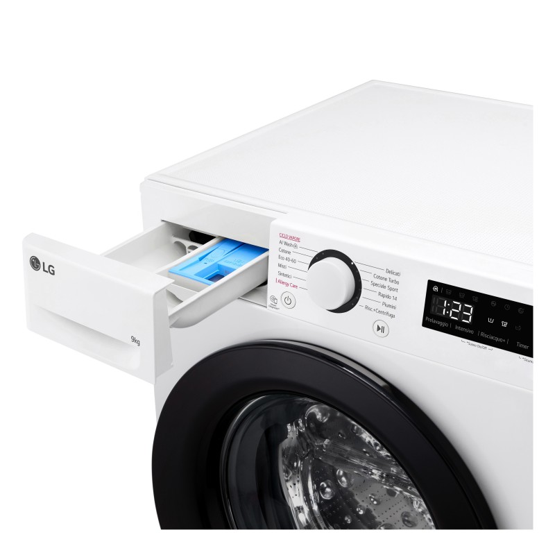 LG F4R3009NSWB Lavatrice 9kg AI DD, Classe A-10%, 1400 giri, Vapore, AI Wash