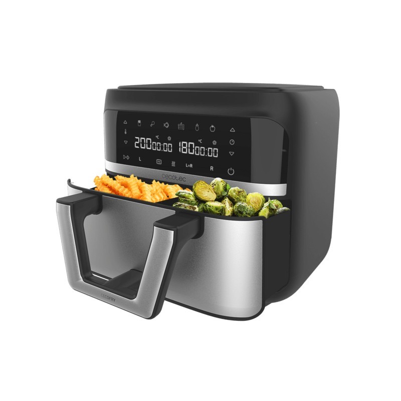 Cecotec Cecofry Dual 9000 Single 9 L Stand-alone 2850 W Hot air fryer Black, Stainless steel