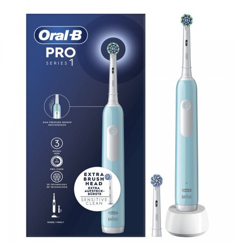 Oral-B Spazzolino Elettrico Ricaricabile Series 1 Blu con 2 Testine di Ricambio, 1 Spazzolino