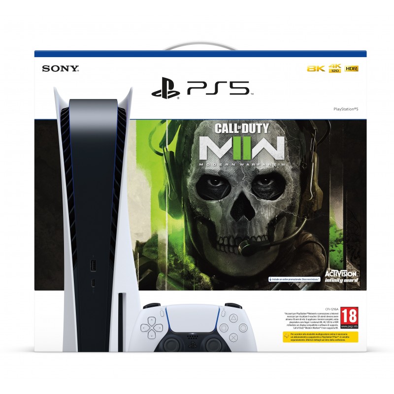 Sony PlayStation 5 Standard + Call of Duty Modern Warfare II 825 GB Wi-Fi Nero, Bianco