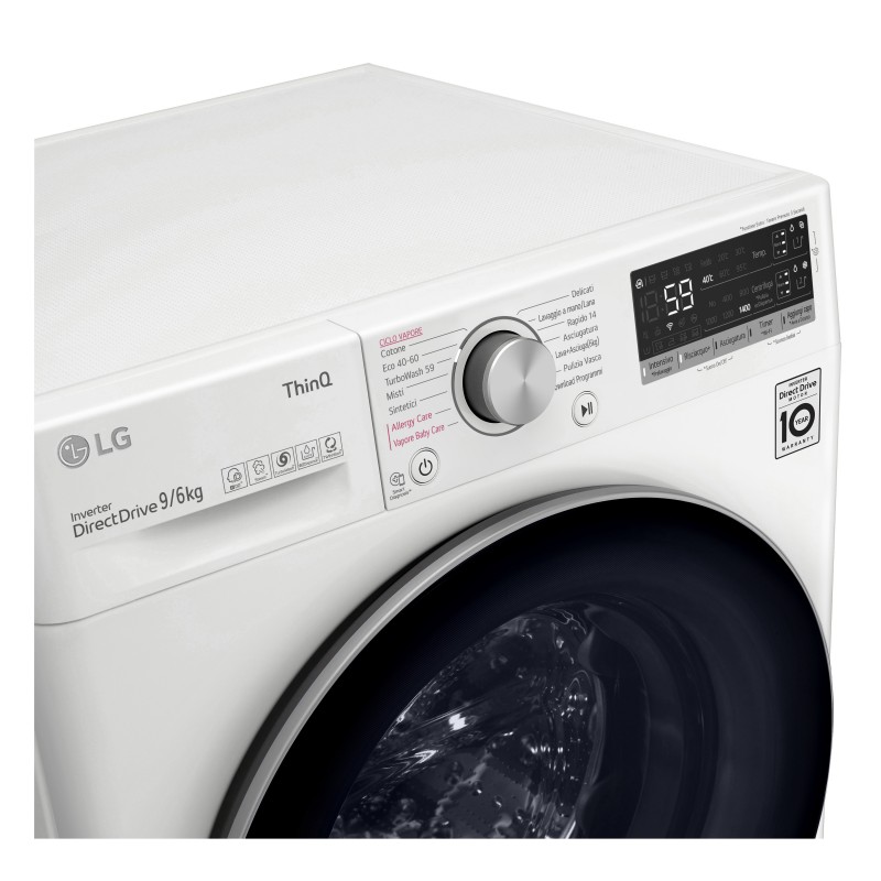 LG F4DV509H1EA machine à laver avec sèche linge Pose libre Charge avant Blanc E