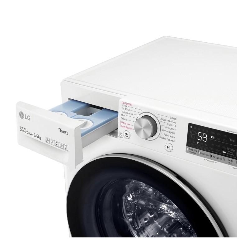 LG F4DV509H1EA machine à laver avec sèche linge Pose libre Charge avant Blanc E