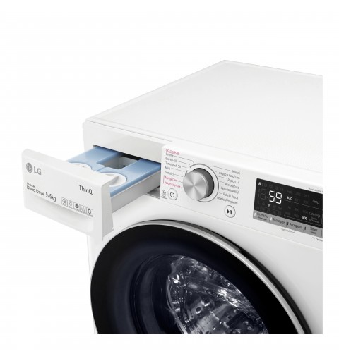 LG F4DV509H1EA machine à laver avec sèche linge Pose libre Charge avant Blanc E