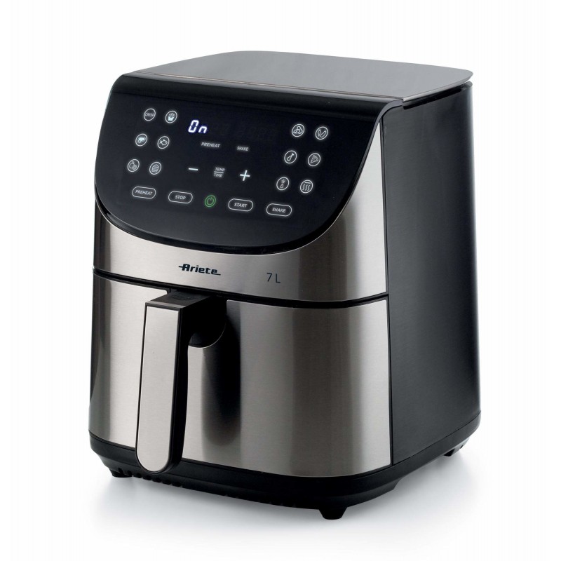 Ariete 4628 Airy Fryer Metal 7L, Friggitrice ad aria, 1800 W, Capacità 7L, Capacità di cottura 2,8kg, 12 programmi
