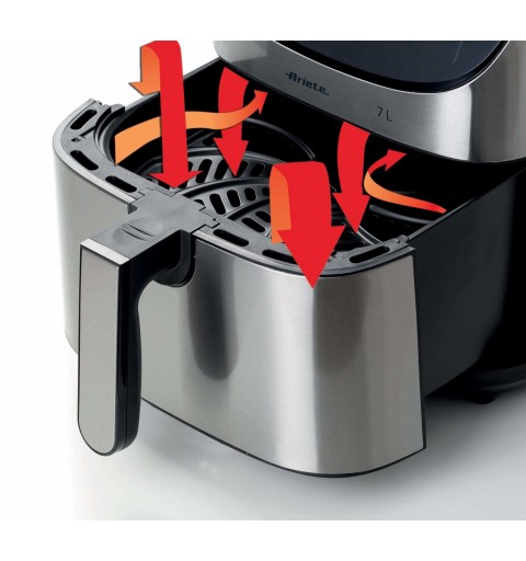 Ariete 4628 Airy Fryer Metal 7L, Friggitrice ad aria, 1800 W, Capacità 7L, Capacità di cottura 2,8kg, 12 programmi