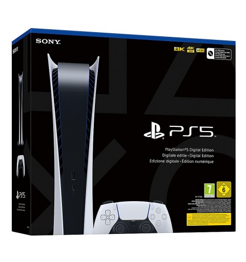 Sony PlayStation 5 Digital Edition 825 GB Wi-Fi Nero, Bianco