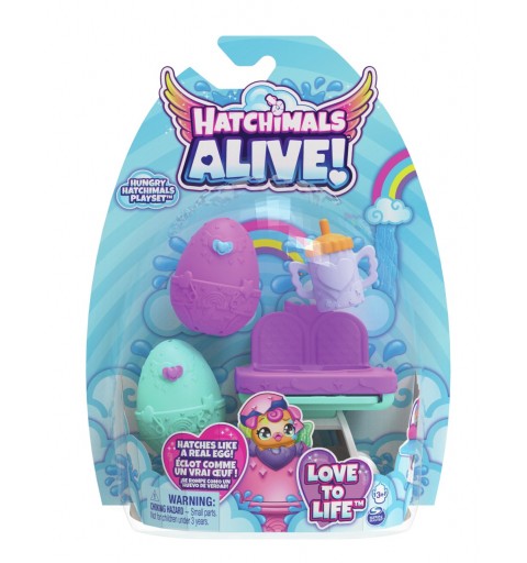 Hatchimals Alive, confezione con due uova che si schiudono con l’acqua e seggiolone, giocattoli per bambine e bambini dai 3