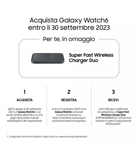 Samsung Galaxy Watch6 Smartwatch Analisi del Sonno Ghiera Touch in Alluminio 40mm Graphite