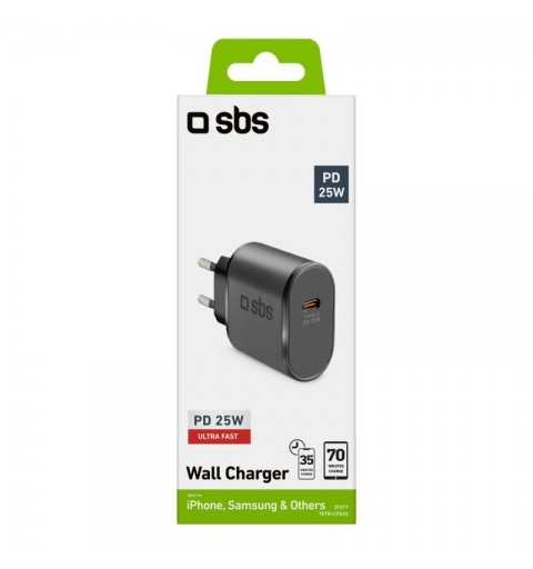 SBS TETR1CPD25 mobile device charger Smartphone, Tablet Black AC Indoor