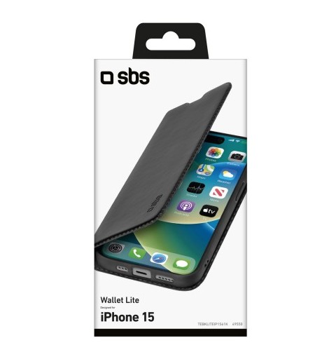 SBS TEBKLITEIP1561K mobile phone case 15.5 cm (6.1") Wallet case Black