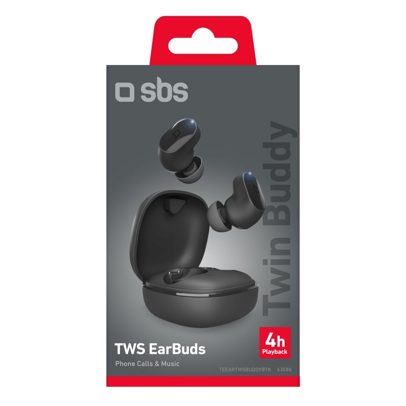 SBS Twin Buddy Auricolare True Wireless Stereo (TWS) In-ear Musica e Chiamate Bluetooth Nero