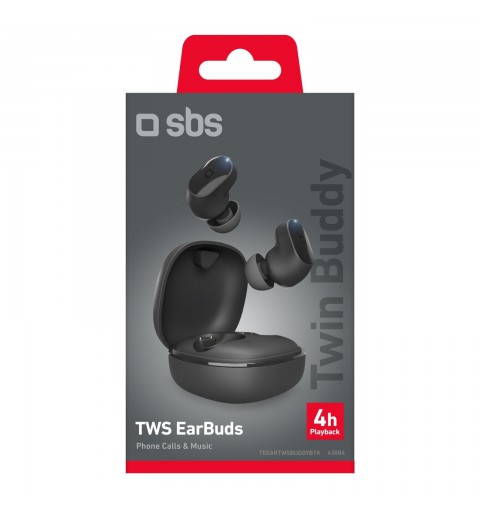 SBS Twin Buddy Auricolare True Wireless Stereo (TWS) In-ear Musica e Chiamate Bluetooth Nero