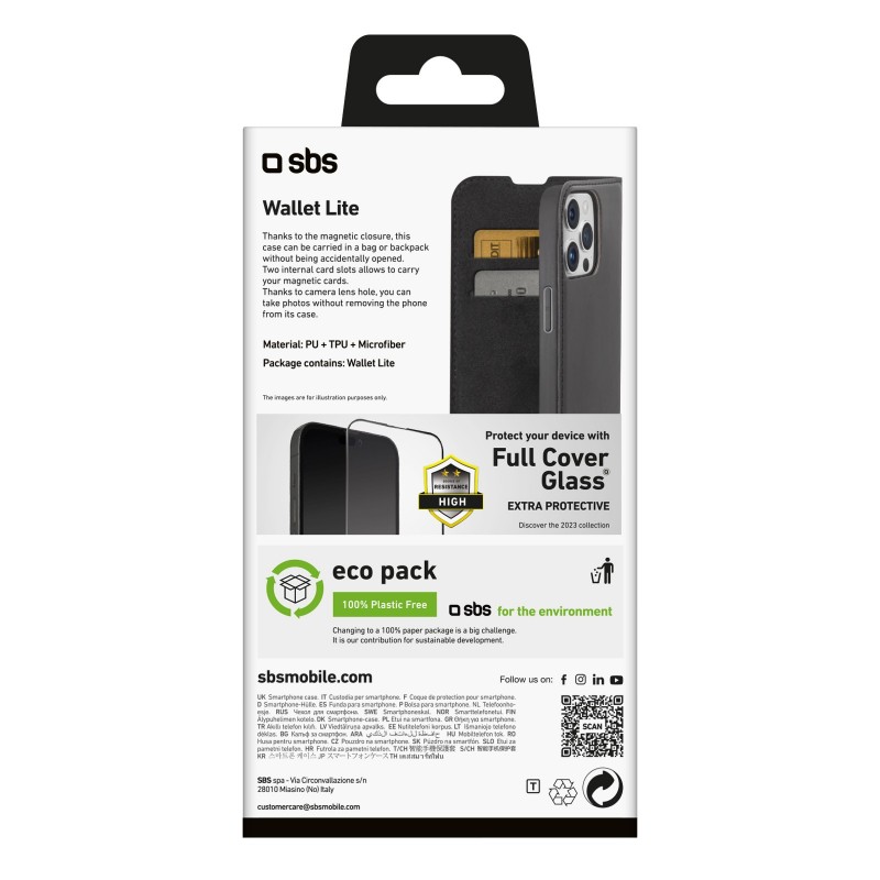 SBS TEBKLITEIP1567PK custodia per cellulare 17 cm (6.7") Custodia a borsellino Nero