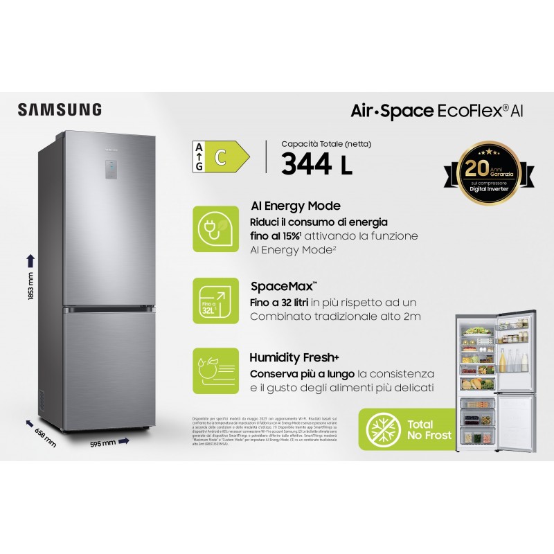 Samsung RB34C775CS9 EF réfrigérateur-congélateur Pose libre 344 L C Acier inoxydable