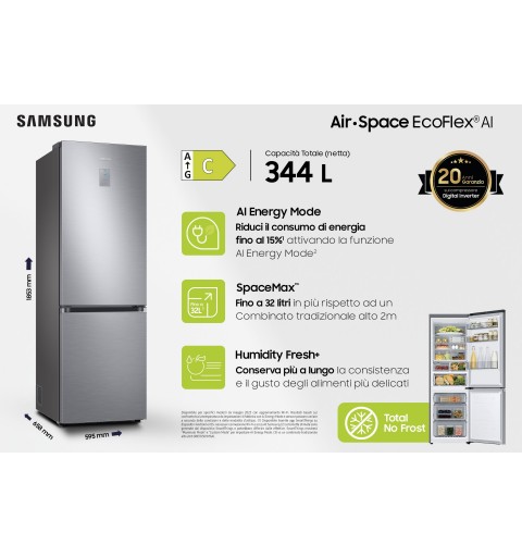 Samsung RB34C775CS9 EF réfrigérateur-congélateur Pose libre 344 L C Acier inoxydable